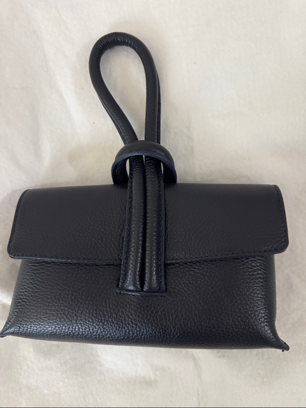 Women's Navy Blur Knot-Handle Italian Leather Bag